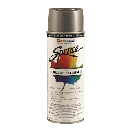 Seymour Of Sycamore 16 oz Spruce Heat Resistant Engine Paint, Chrome Aluminum, 12PK SE488704
